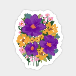 Purple Abstract Wild Flowers Illustration Sticker